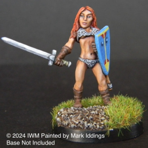 Female Barbarian Fighter with Sword and Shield
